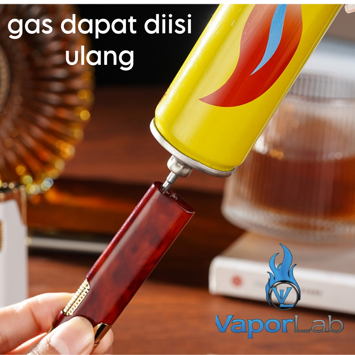 korek api pemantik bara merah slim mini design mewah elegant refillable gas red torch lighter windproof