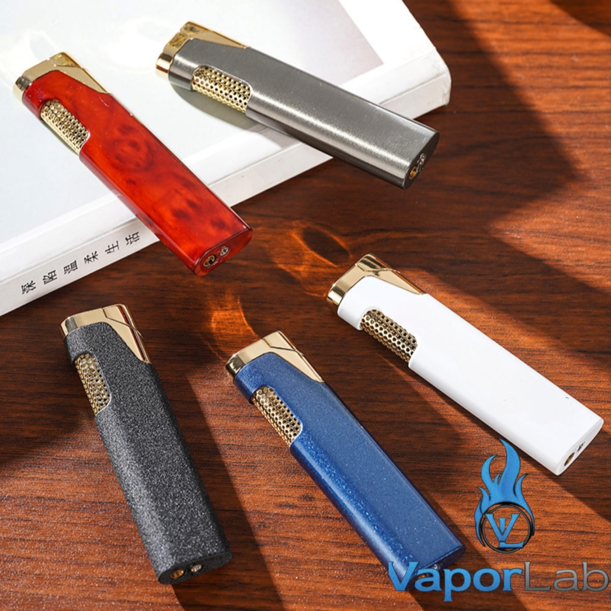 korek api pemantik bara merah slim mini design mewah elegant refillable gas red torch lighter windproof
