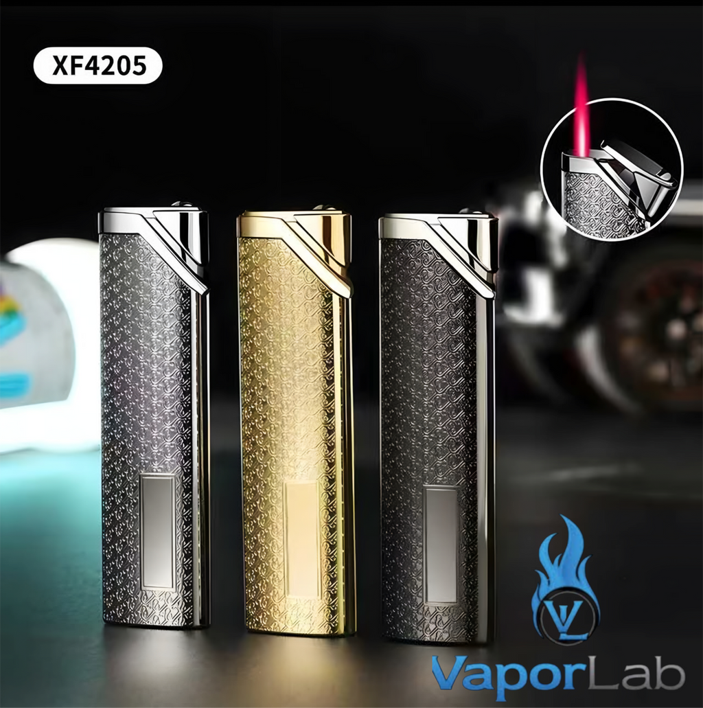 korek api pemantik bara merah slim mini design mewah elegant refillable gas red torch lighter windproof
