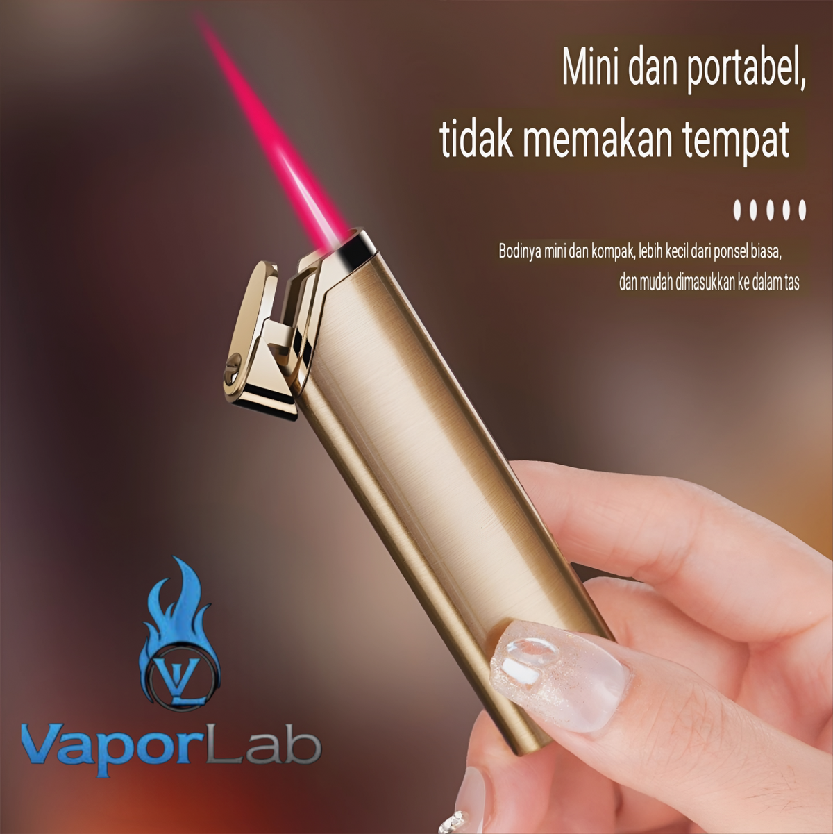 korek api pemantik bara merah slim mini design mewah elegant refillable gas red torch lighter windproof