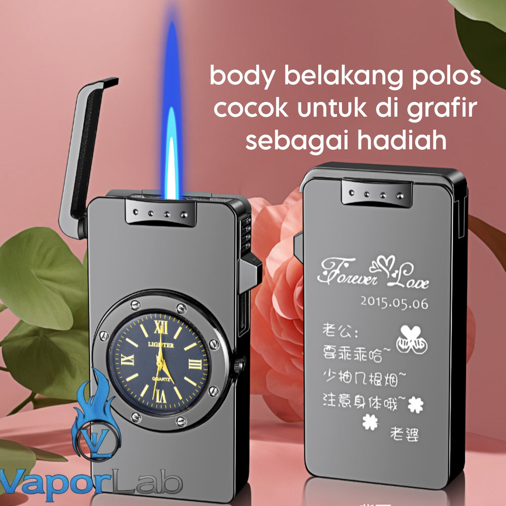 korek api isi gas bara las model jam classic jet torch watch refillable gas lighter with gift box elegant