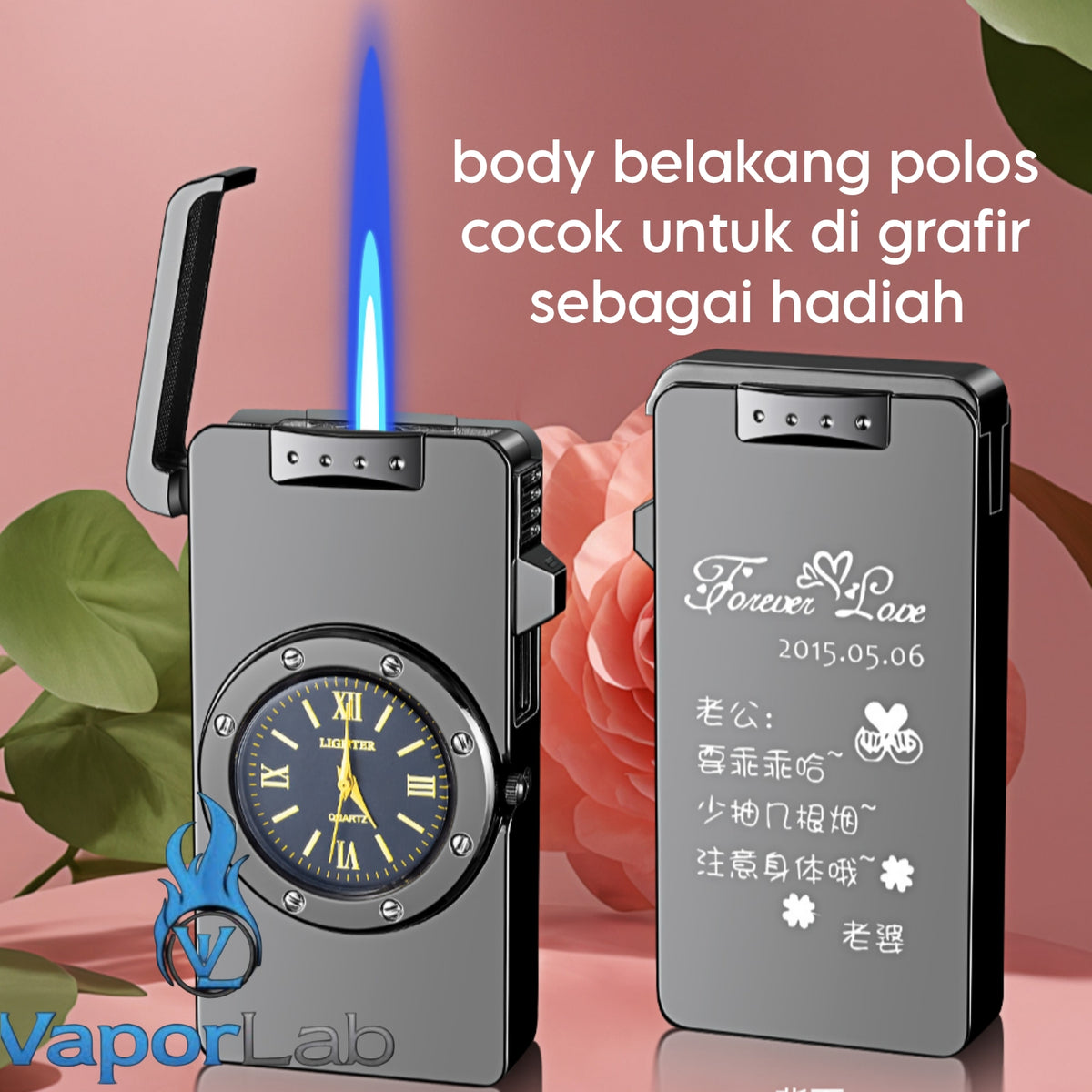 korek api isi gas bara las model jam classic jet torch watch refillable gas lighter with gift box elegant