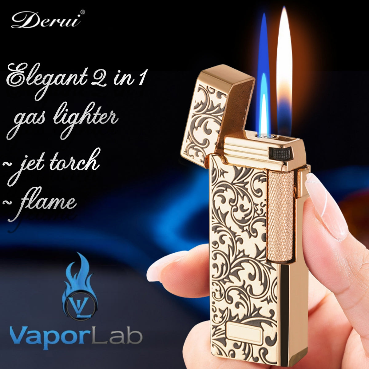 korek api dual mode 2in1 bara las atau api classic vintage roda reffillable gas jet flame lighter elegant mewah dengan giftbox Derui