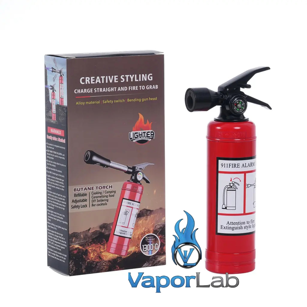 korek api bara las unik lucu model tabung pemadam apar jet torch fire extinguisher refillable gas lighter