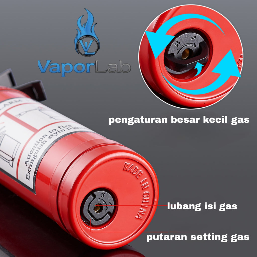 korek api bara las unik lucu model tabung pemadam apar jet torch fire extinguisher refillable gas lighter