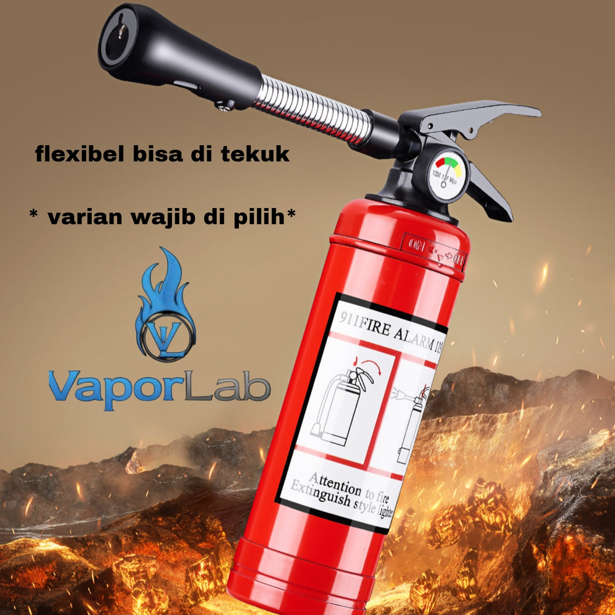 korek api bara las unik lucu model tabung pemadam apar jet torch fire extinguisher refillable gas lighter