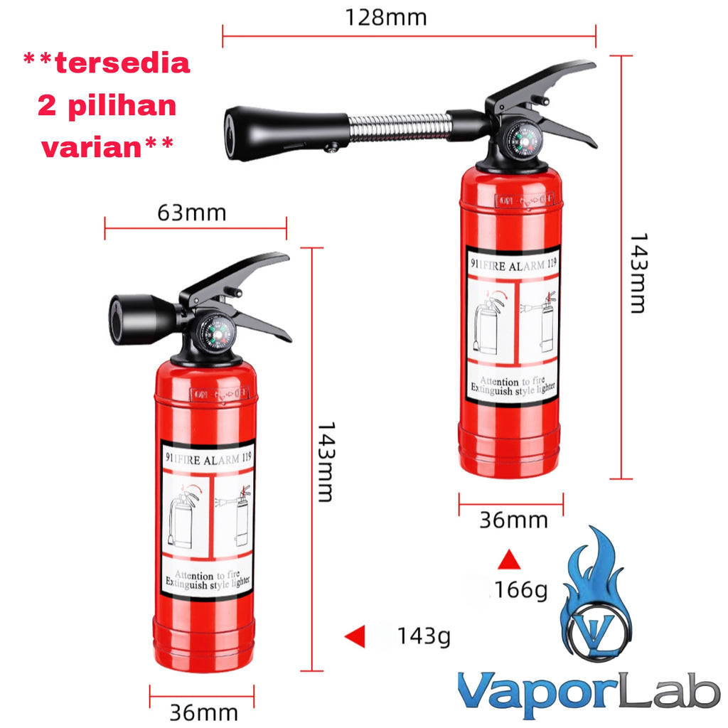 korek api bara las unik lucu model tabung pemadam apar jet torch fire extinguisher refillable gas lighter