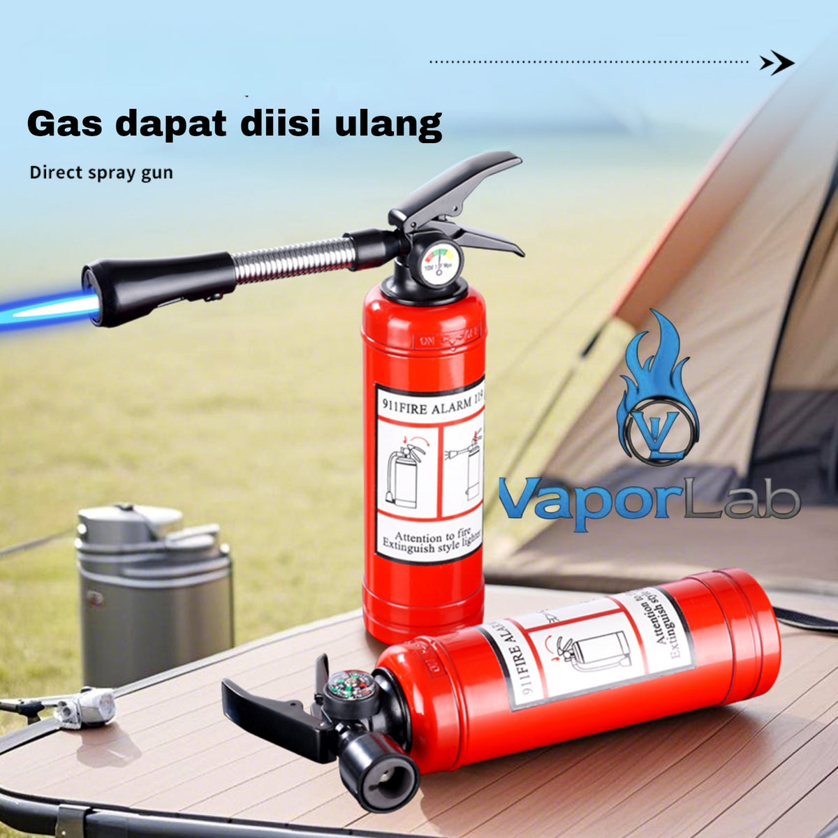 korek api bara las unik lucu model tabung pemadam apar jet torch fire extinguisher refillable gas lighter
