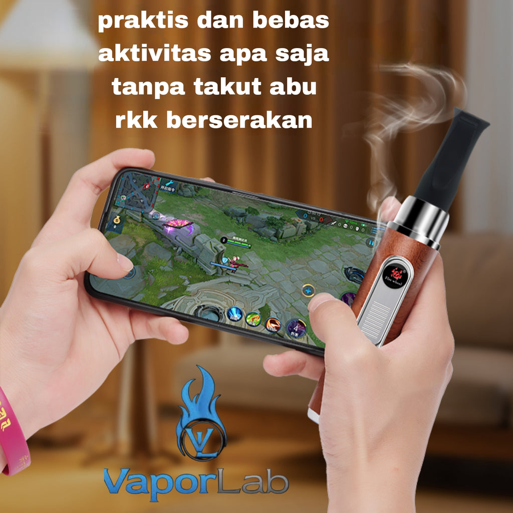 asbak rokok portable holder plus korek api elektrik usb charger lighter handheld ashtray cigarette holder bisa cuci ulang model kayu elegant 3438