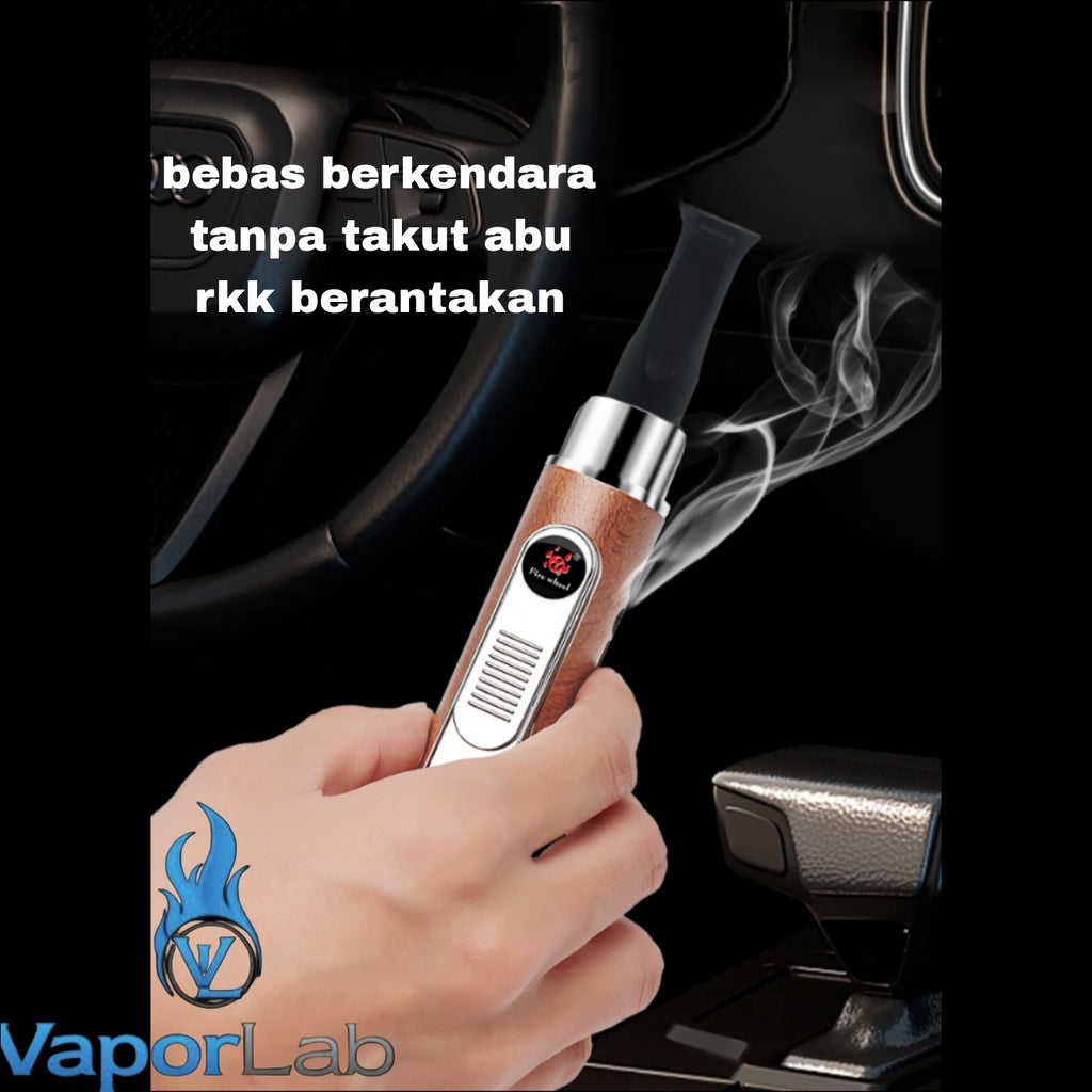 asbak rokok portable holder plus korek api elektrik usb charger lighter handheld ashtray cigarette holder bisa cuci ulang model kayu elegant 3438