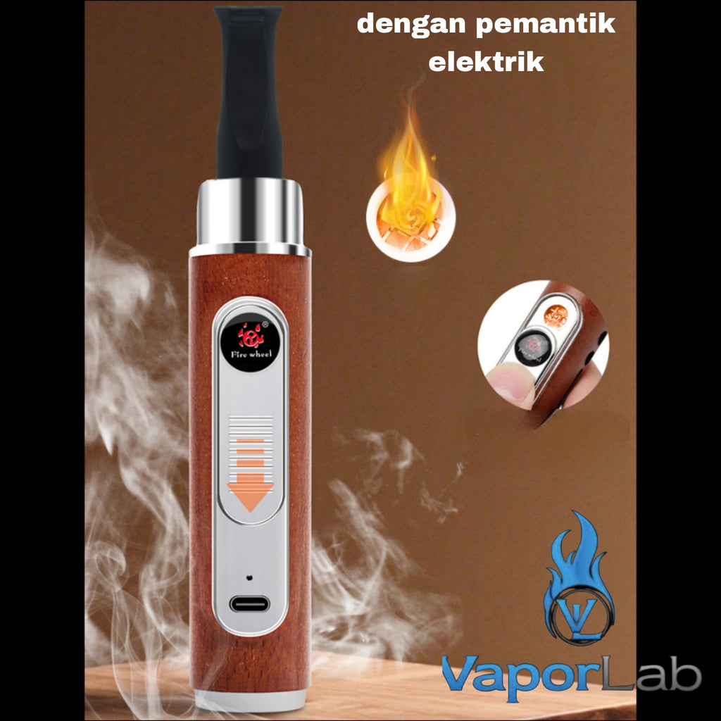 asbak rokok portable holder plus korek api elektrik usb charger lighter handheld ashtray cigarette holder bisa cuci ulang model kayu elegant 3438