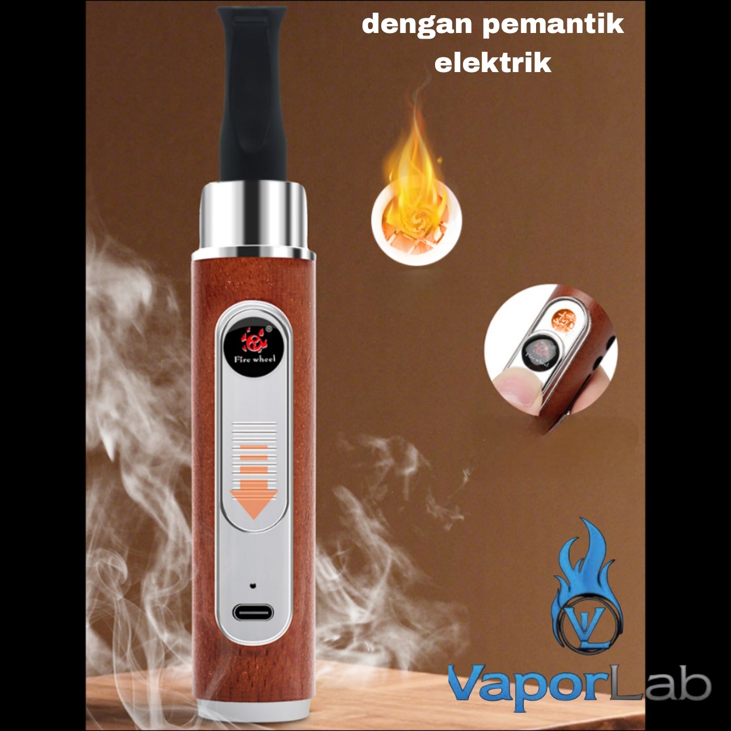 asbak rokok portable holder plus korek api elektrik usb charger lighter handheld ashtray cigarette holder bisa cuci ulang model kayu elegant 3438