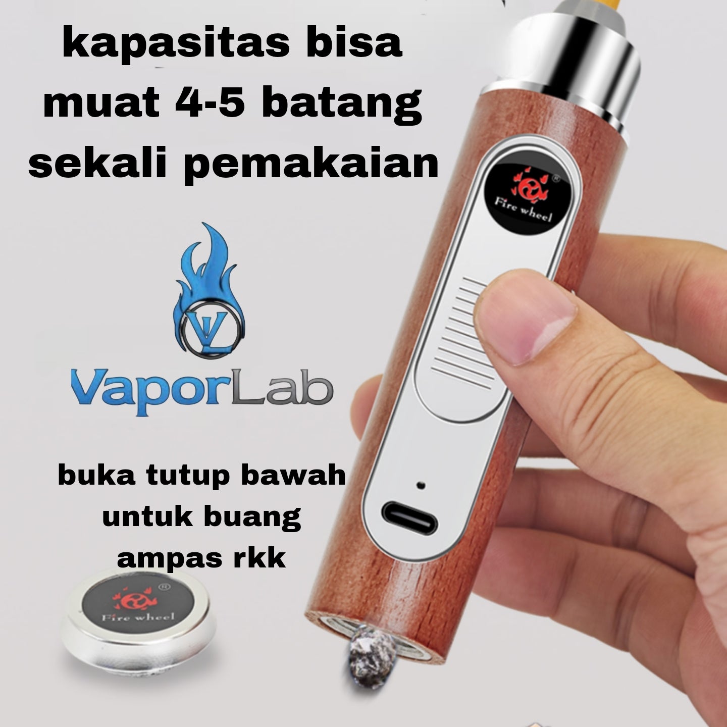 asbak rokok portable holder plus korek api elektrik usb charger lighter handheld ashtray cigarette holder bisa cuci ulang model kayu elegant 3438