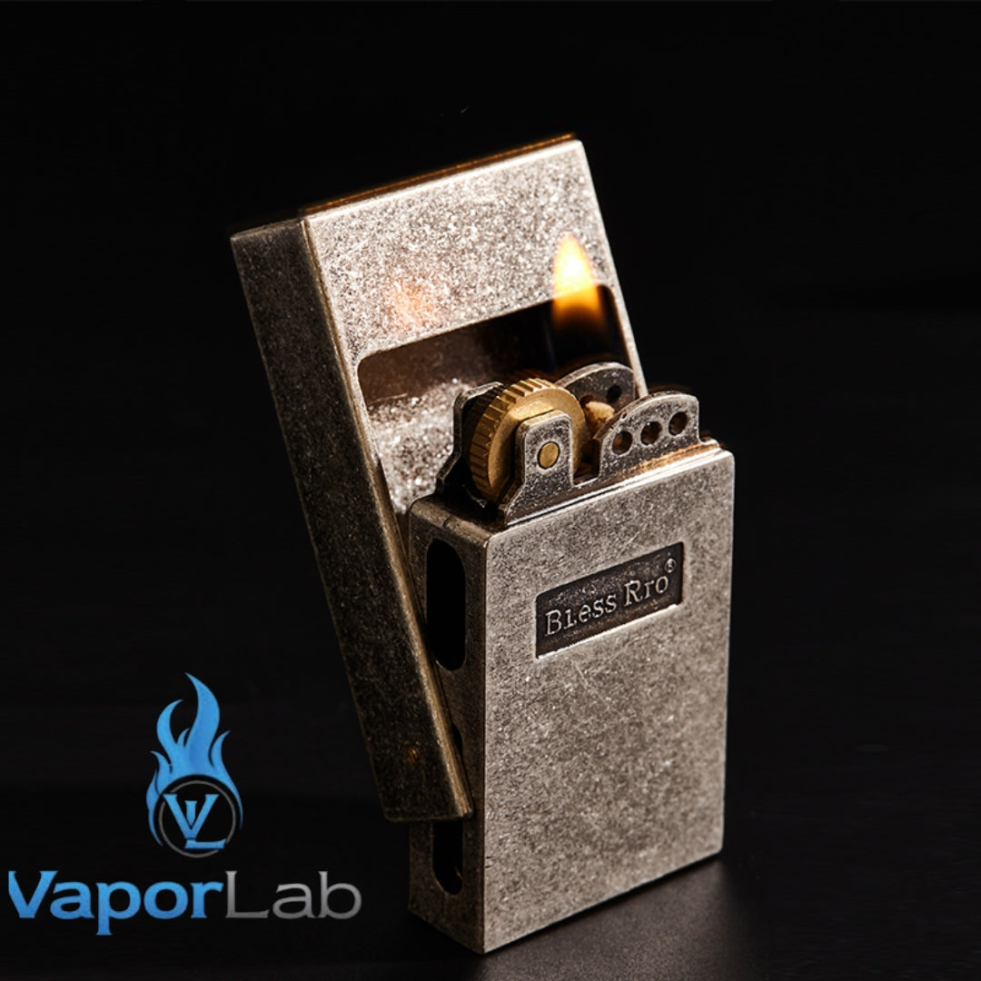 korek api minyak sumbu roda classic vintage oil kerosene retro lighter Blessrro persegi
