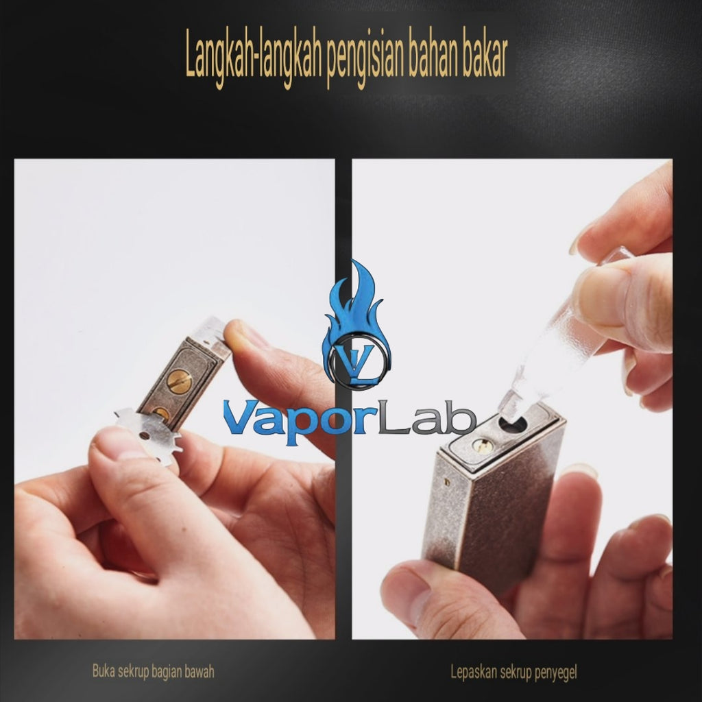 korek api minyak sumbu roda classic vintage oil kerosene retro lighter Blessrro persegi