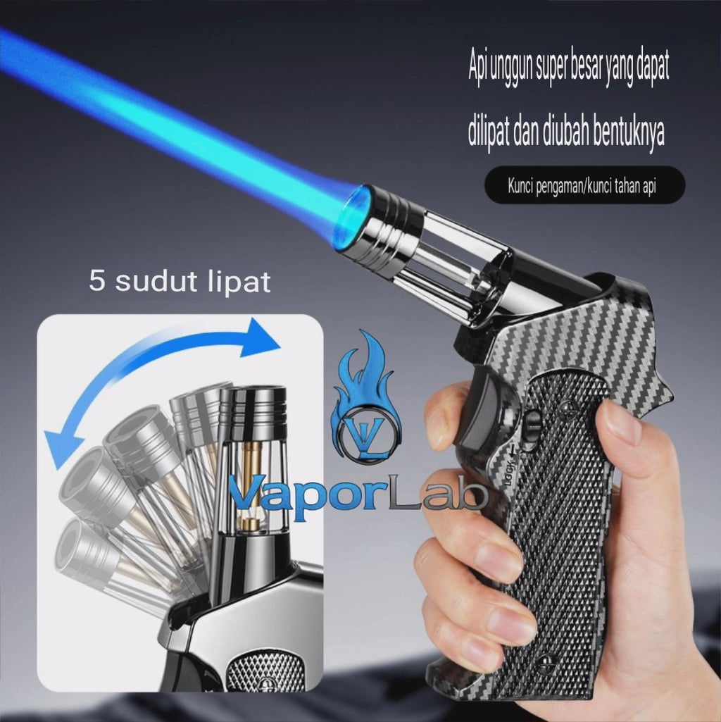 korek api bara merah atau las biru powerful jet torch bbq gas lighter bisa di lock dan tekuk TENHO