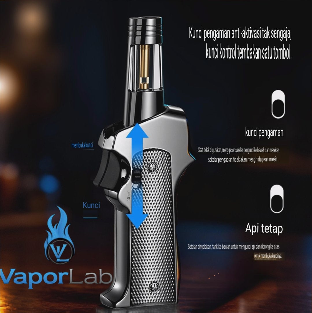 korek api bara merah atau las biru powerful jet torch bbq gas lighter bisa di lock dan tekuk TENHO