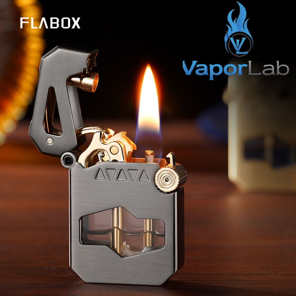korek api classic FLABOX pakai minyak sumbu batu vintage kerosene transparant vintage oil lighter one click auto open
