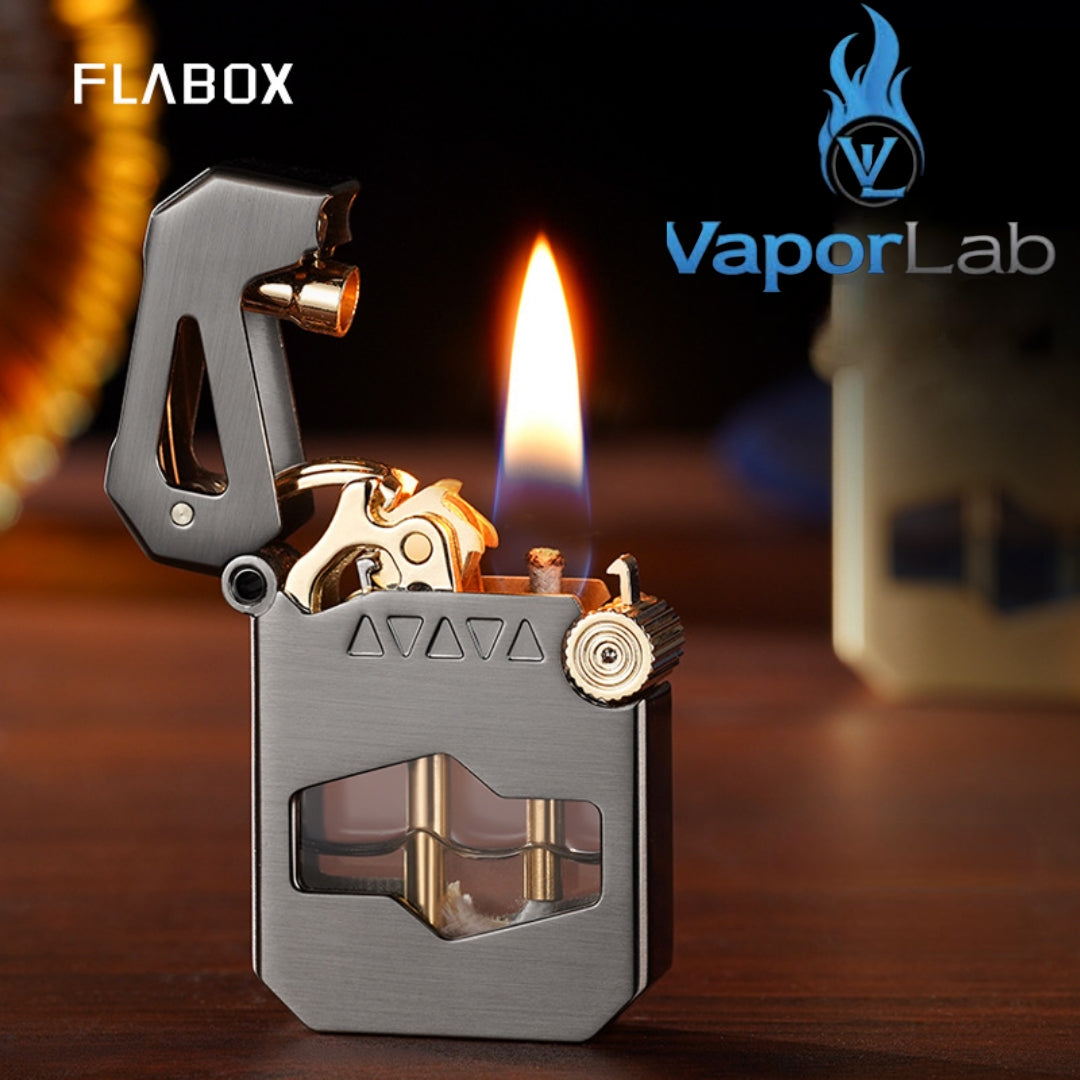 korek api classic FLABOX pakai minyak sumbu batu vintage kerosene transparant vintage oil lighter one click auto open