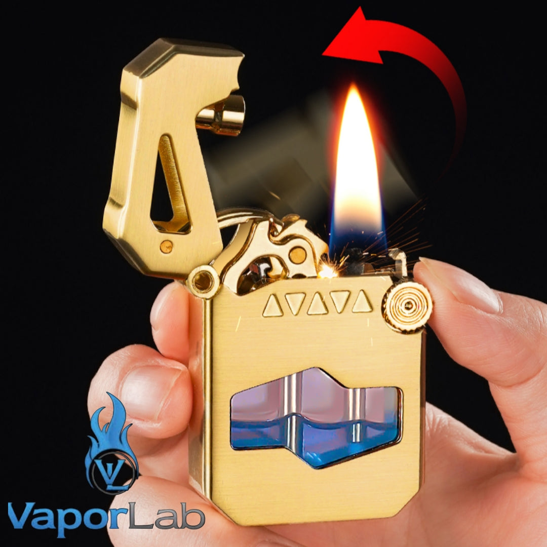 korek api classic FLABOX pakai minyak sumbu batu vintage kerosene transparant vintage oil lighter one click auto open