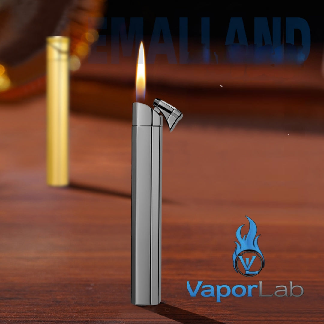korek api besi slim design ramping tipis batang rokok metal refillable gas lighter dapat diisi ulang elegant polos