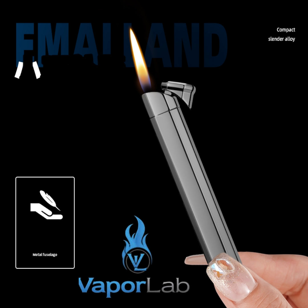 korek api besi slim design ramping tipis batang rokok metal refillable gas lighter dapat diisi ulang elegant polos