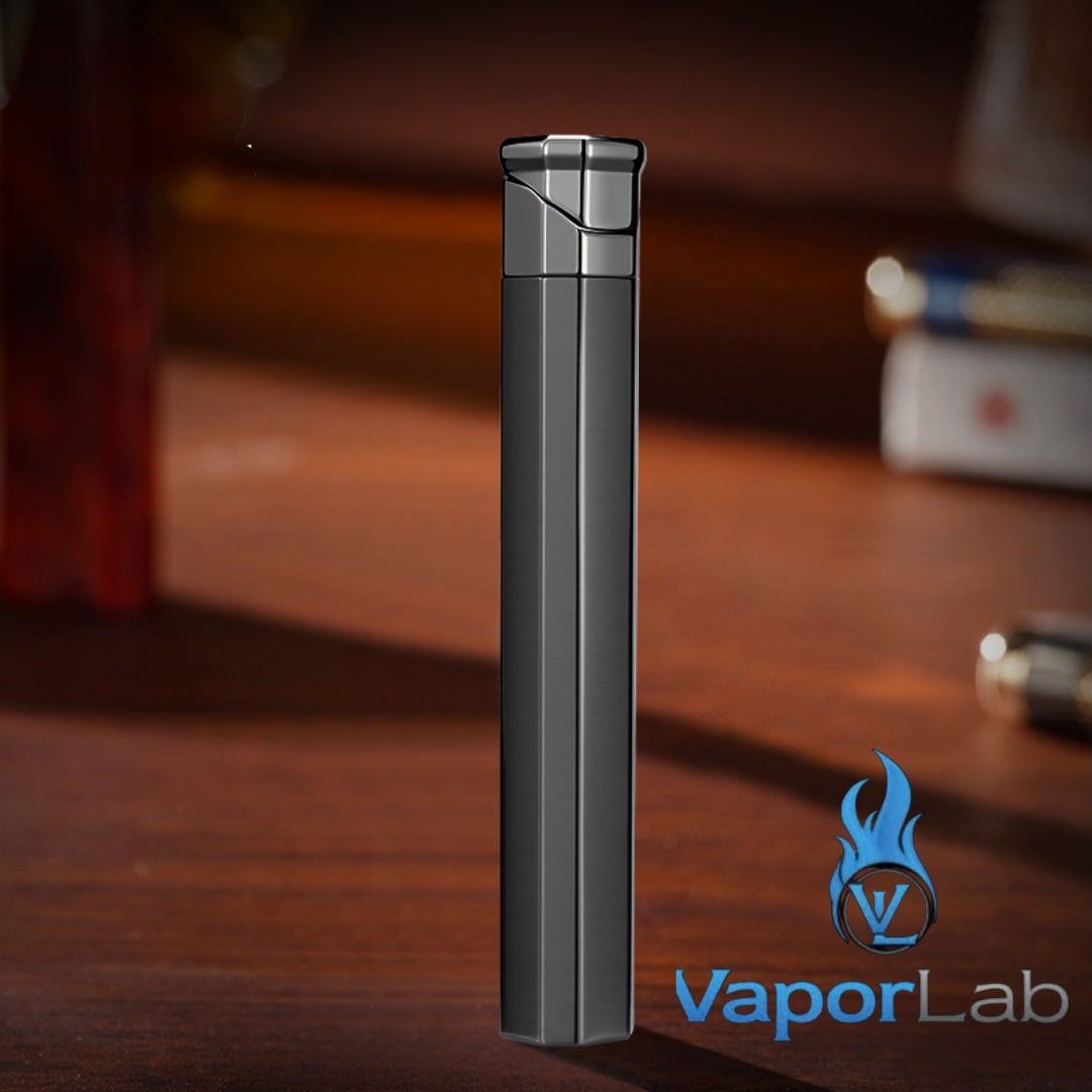 korek api besi slim design ramping tipis batang rokok metal refillable gas lighter dapat diisi ulang elegant polos