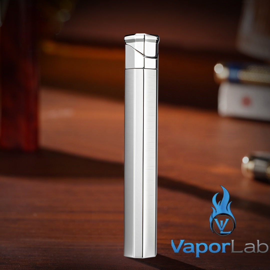 korek api besi slim design ramping tipis batang rokok metal refillable gas lighter dapat diisi ulang elegant polos