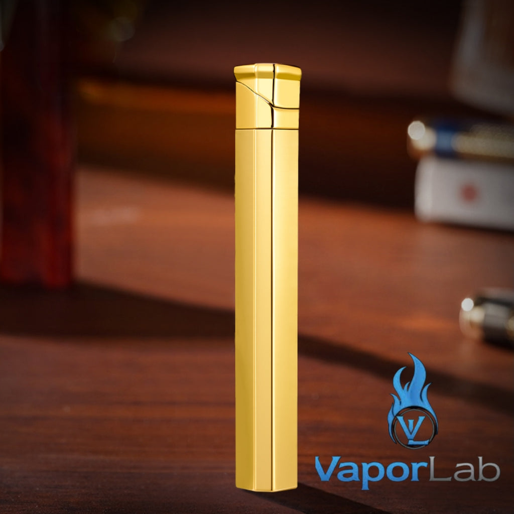 korek api besi slim design ramping tipis batang rokok metal refillable gas lighter dapat diisi ulang elegant polos