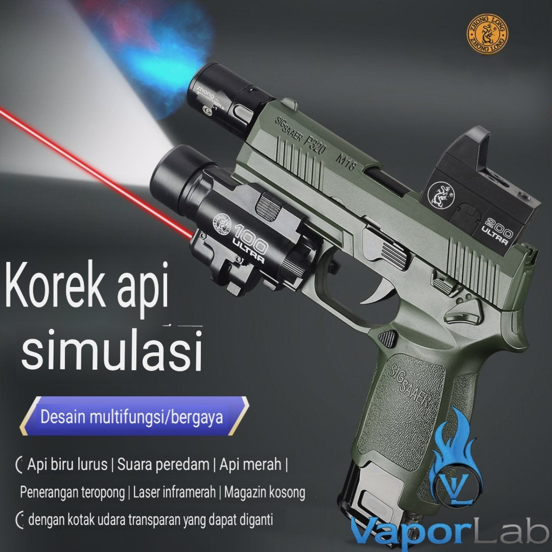 korek api gas replika pistol p320 sig saeer mini gun shaped refillable gas lighter dengan tangki gas transparant model magazin