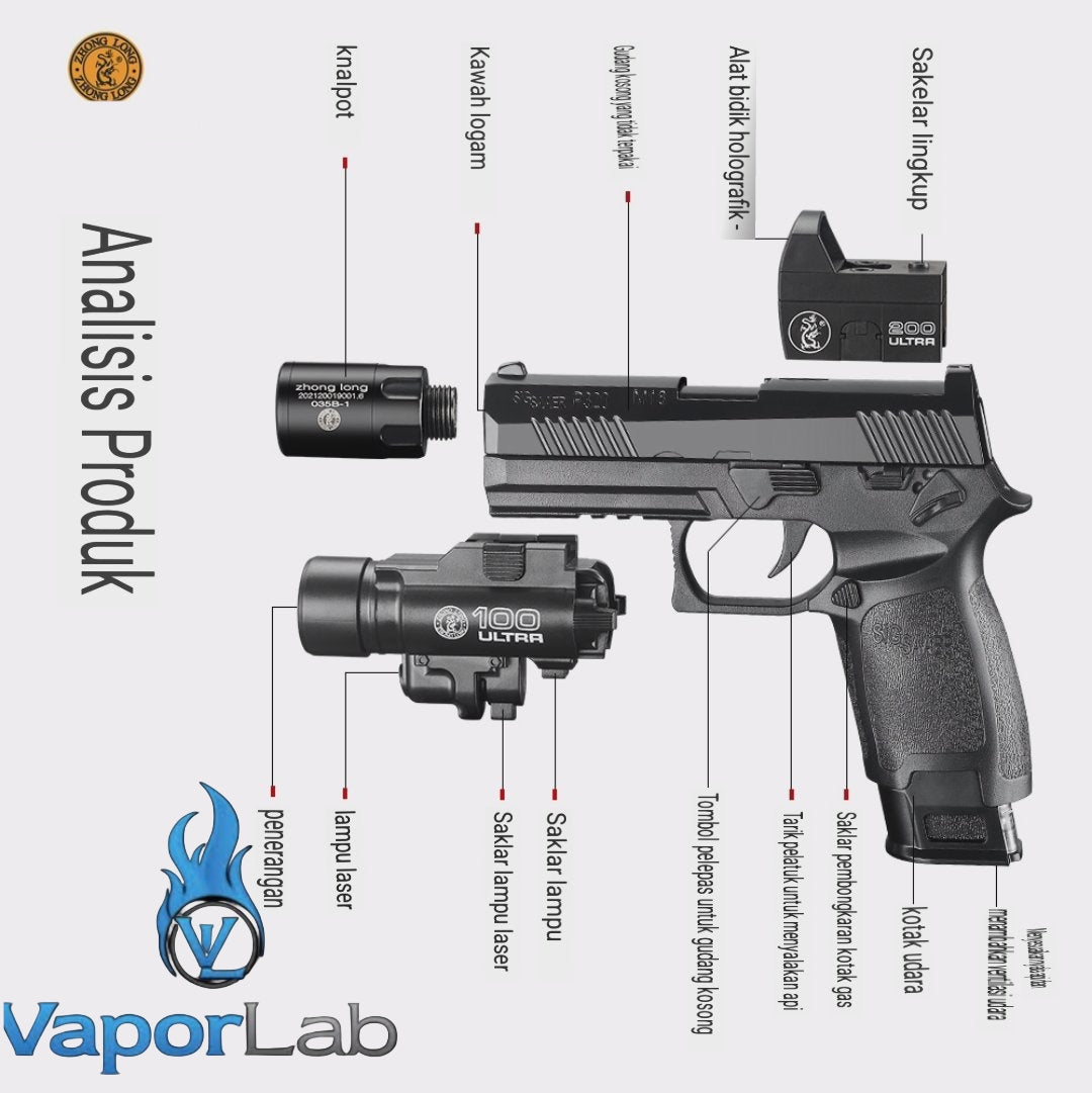 korek api gas replika pistol p320 sig saeer mini gun shaped refillable gas lighter dengan tangki gas transparant model magazin
