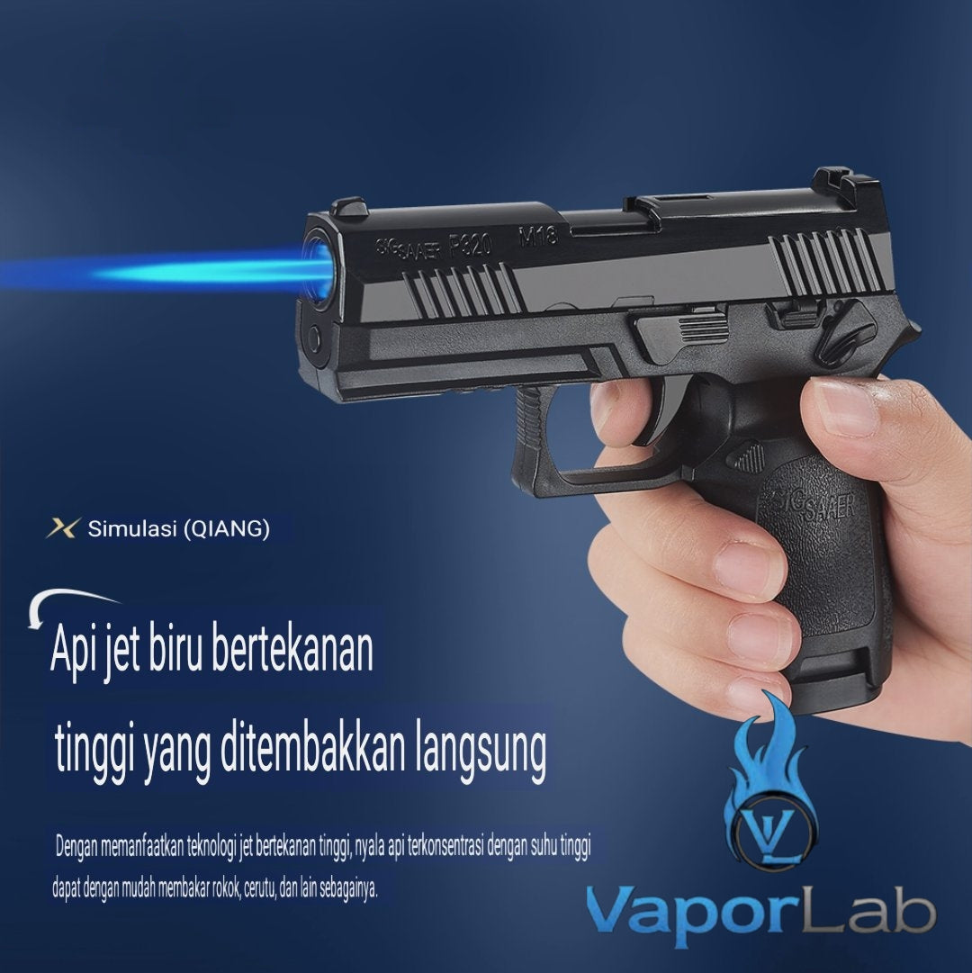 korek api gas replika pistol p320 sig saeer mini gun shaped refillable gas lighter dengan tangki gas transparant model magazin