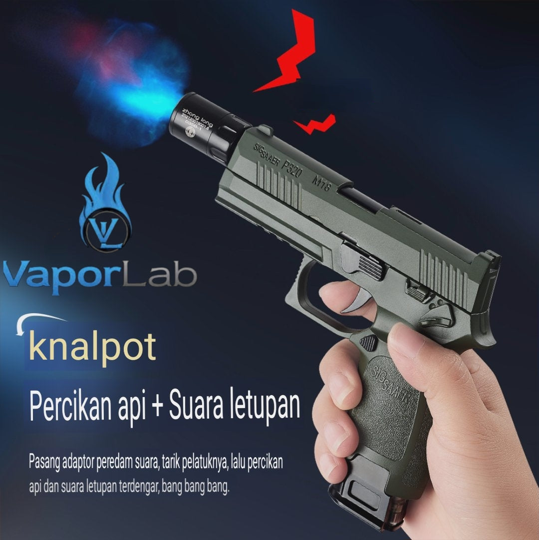 korek api gas replika pistol p320 sig saeer mini gun shaped refillable gas lighter dengan tangki gas transparant model magazin