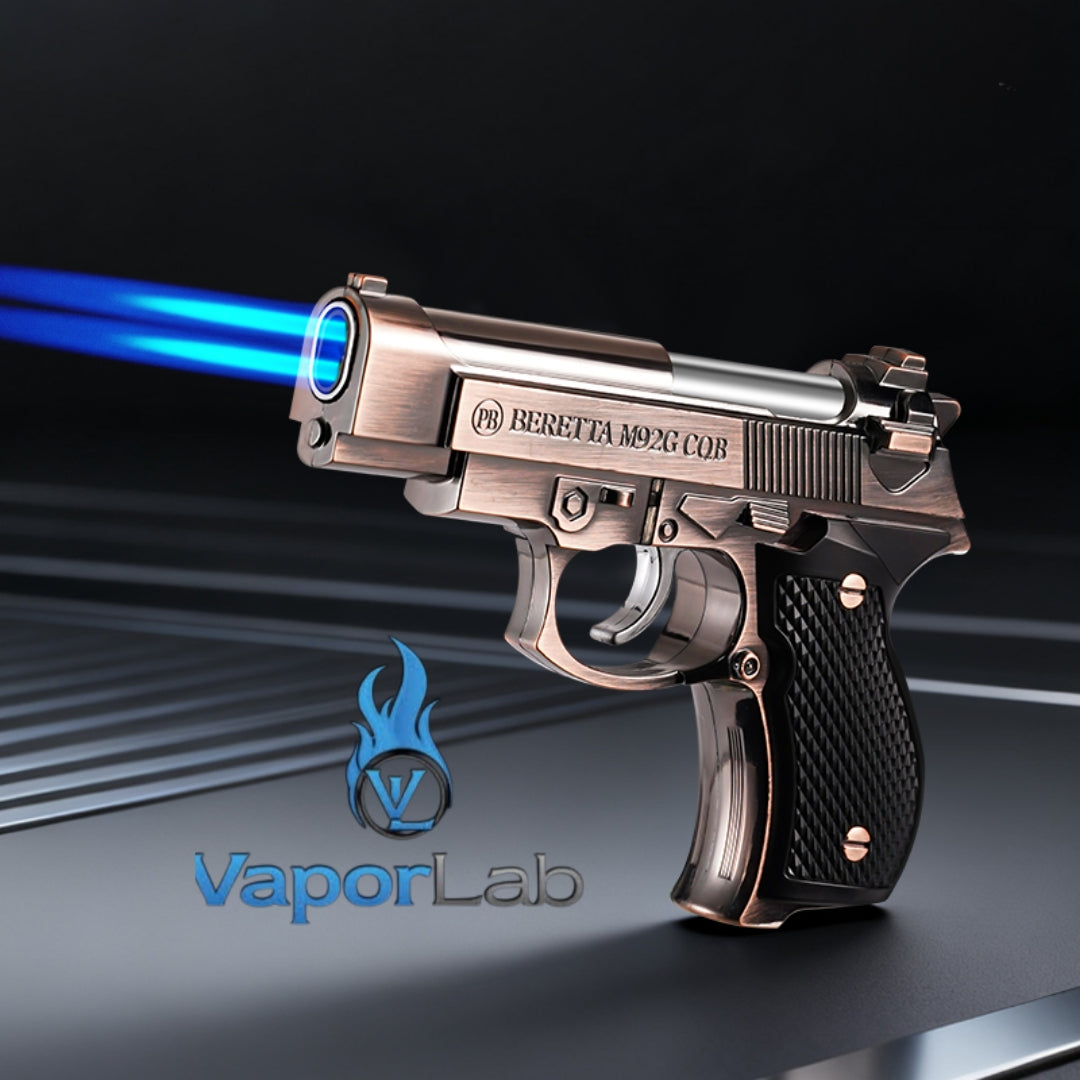 korek api gas unik model pistol mini M9 double bara las abs plastik dual jet flame mini gun lighter
