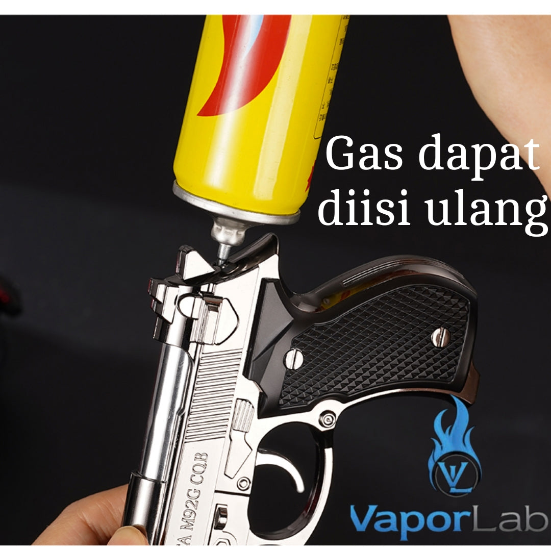 korek api gas unik model pistol mini M9 double bara las abs plastik dual jet flame mini gun lighter