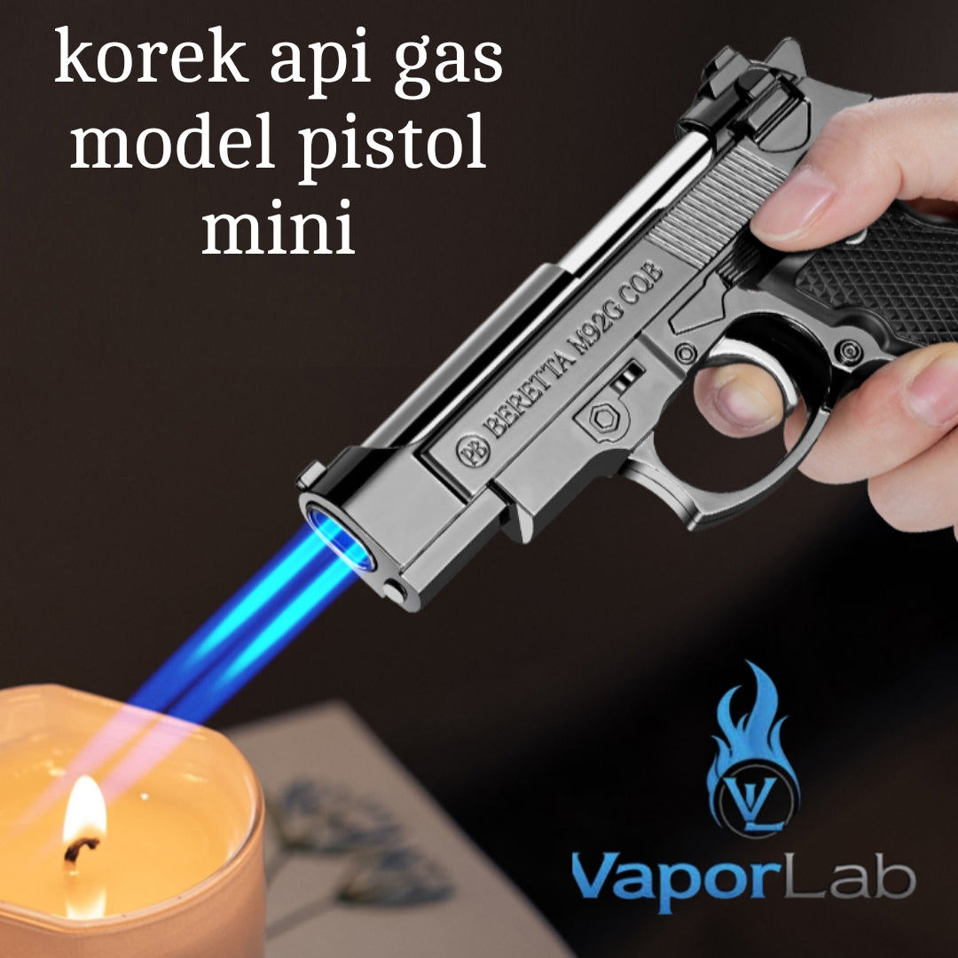 korek api gas unik model pistol mini M9 double bara las abs plastik dual jet flame mini gun lighter