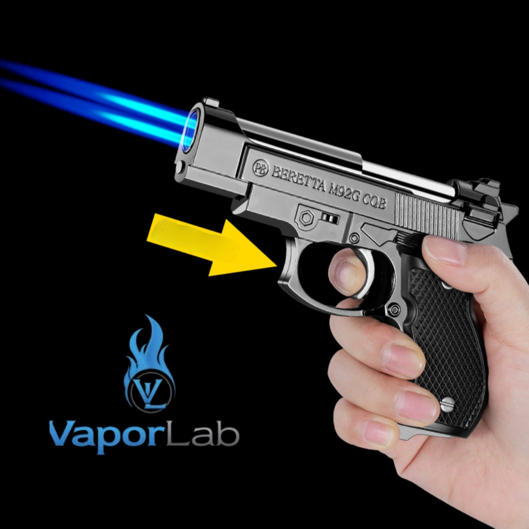 korek api gas unik model pistol mini M9 double bara las abs plastik dual jet flame mini gun lighter