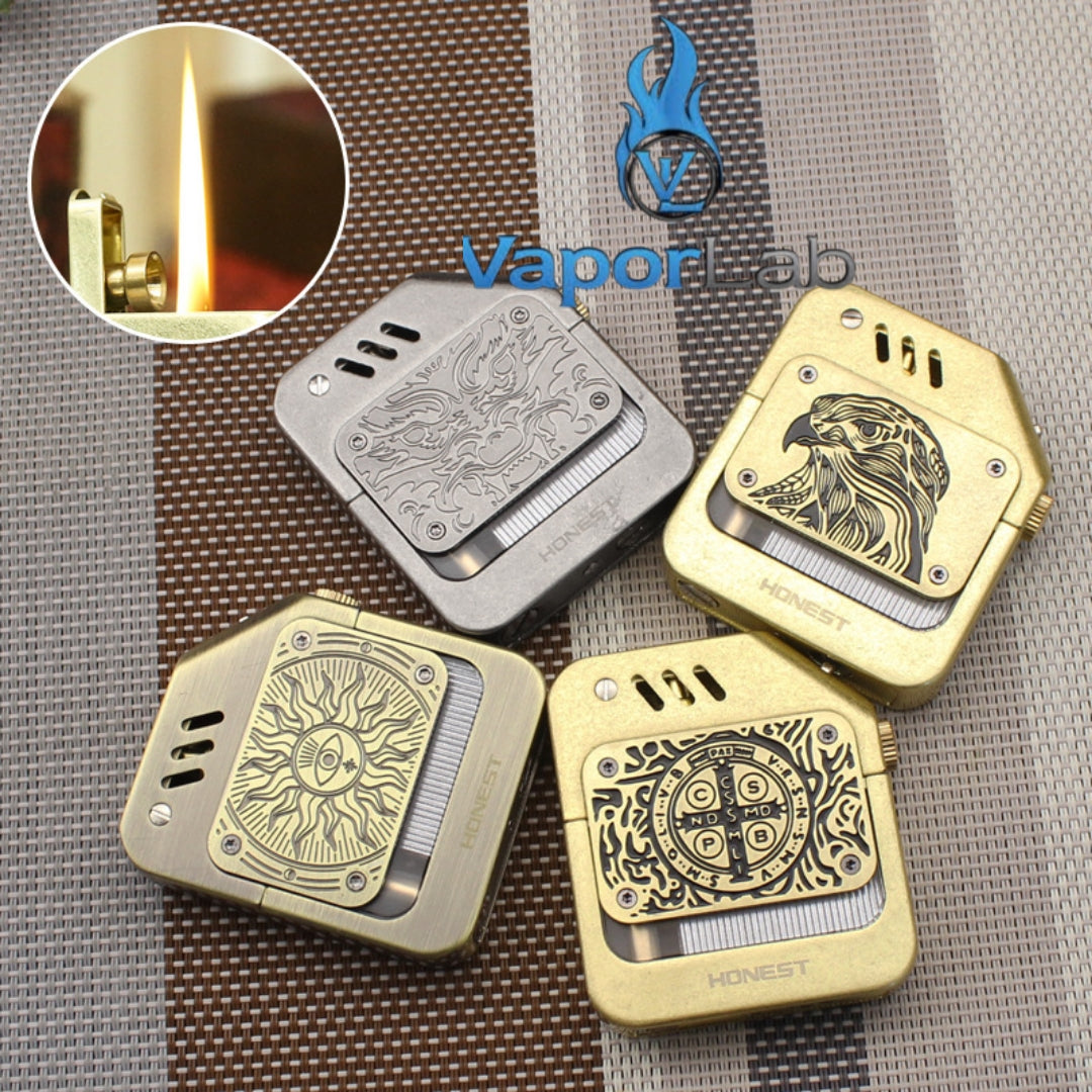 korek api classic vintage isi refill minyak merk HONEST original dengan kaca indikator oil lighter