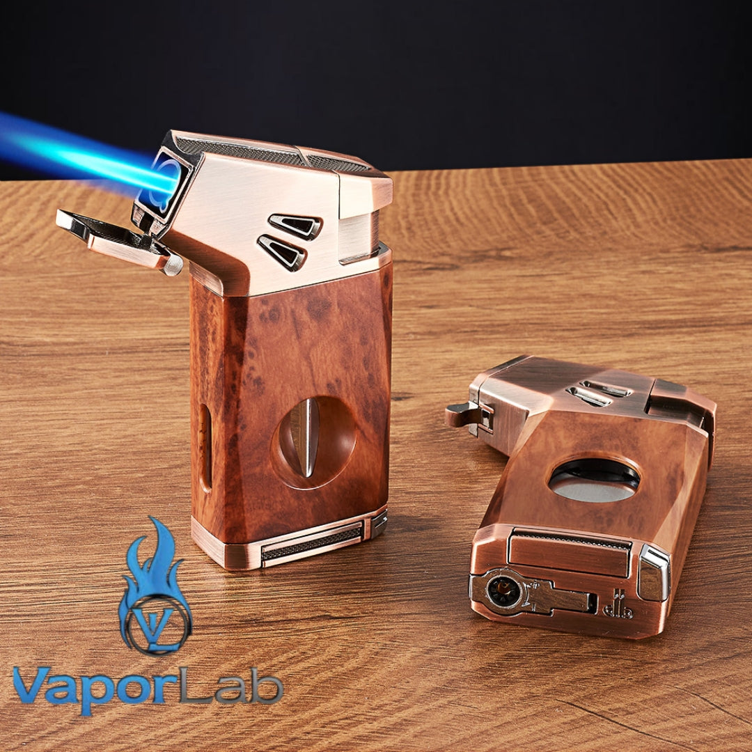 korek api bara las multi fungsi 5in1 dengan pemotong cutter puncher holder ada indikator cigar gas jet torch gas lighter mewah gift box