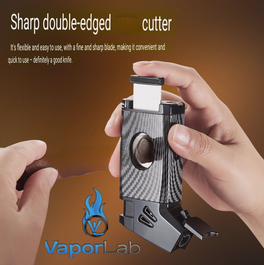 korek api bara las multi fungsi 5in1 dengan pemotong cutter puncher holder ada indikator cigar gas jet torch gas lighter mewah gift box