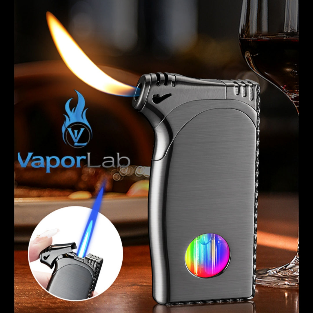 korek api 2in1 bara las biru dan api lilin keren besi unik ada indikator gas isi ulang jet torch flame lighter gift box