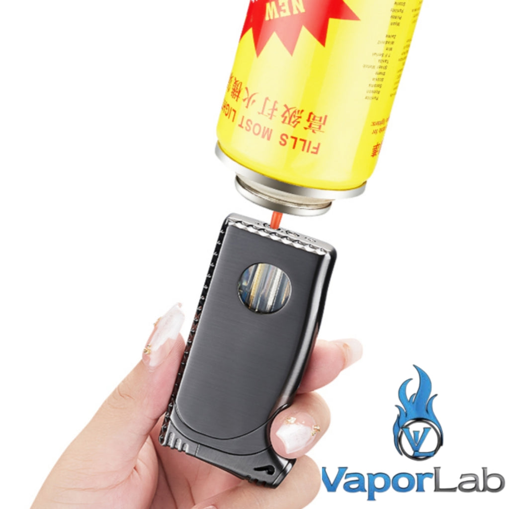 korek api 2in1 bara las biru dan api lilin keren besi unik ada indikator gas isi ulang jet torch flame lighter gift box