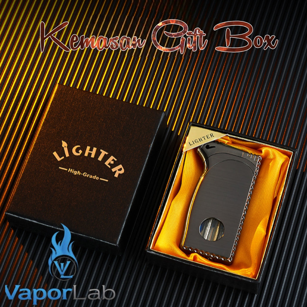 korek api 2in1 bara las biru dan api lilin keren besi unik ada indikator gas isi ulang jet torch flame lighter gift box