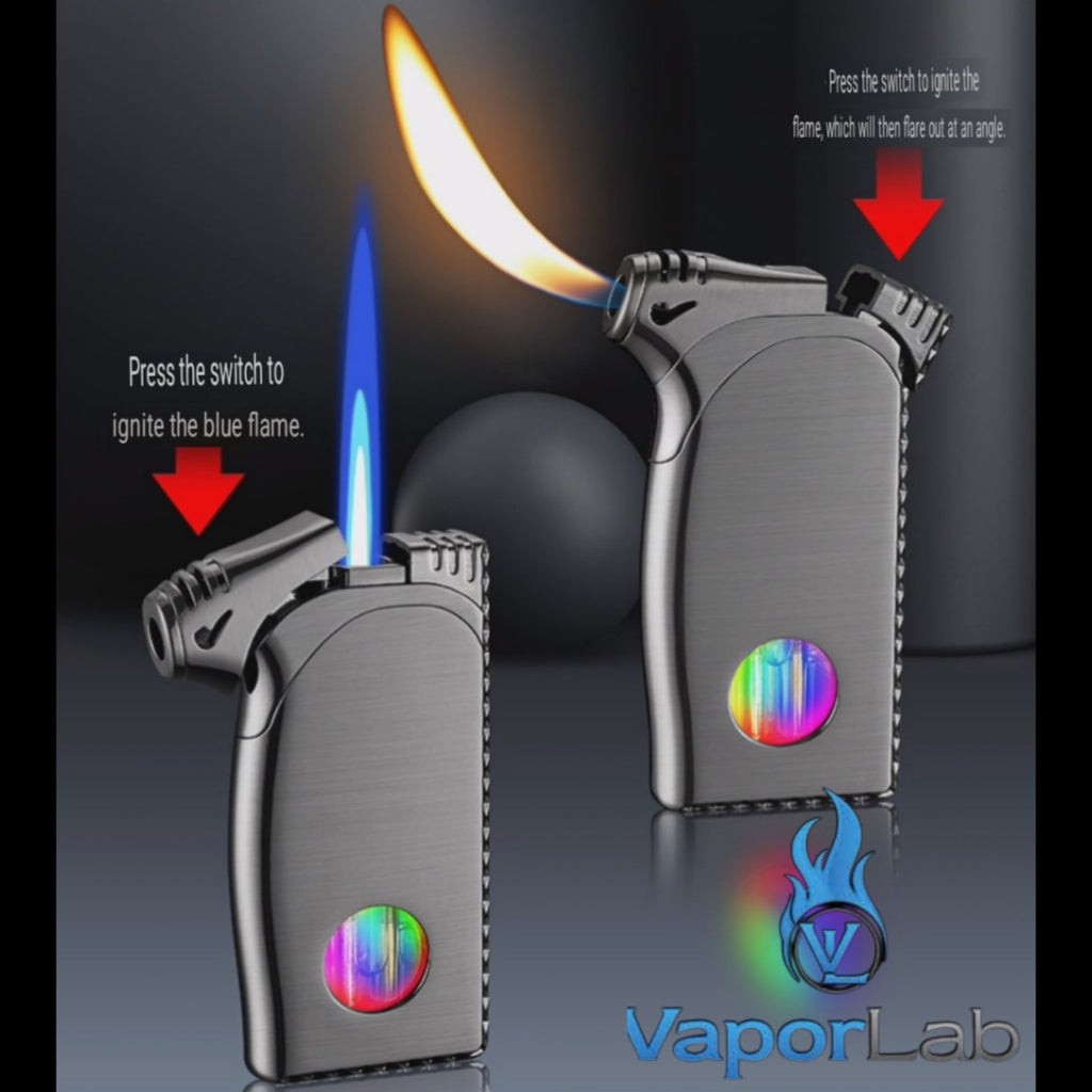 korek api 2in1 bara las biru dan api lilin keren besi unik ada indikator gas isi ulang jet torch flame lighter gift box