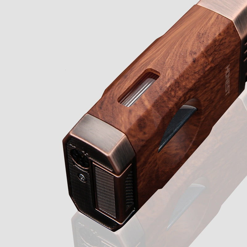 korek api bara dual las HONEST original dengan pemotong cutter untuk cerutu cigar double jet torch gas lighter ada indikator kaca transparant