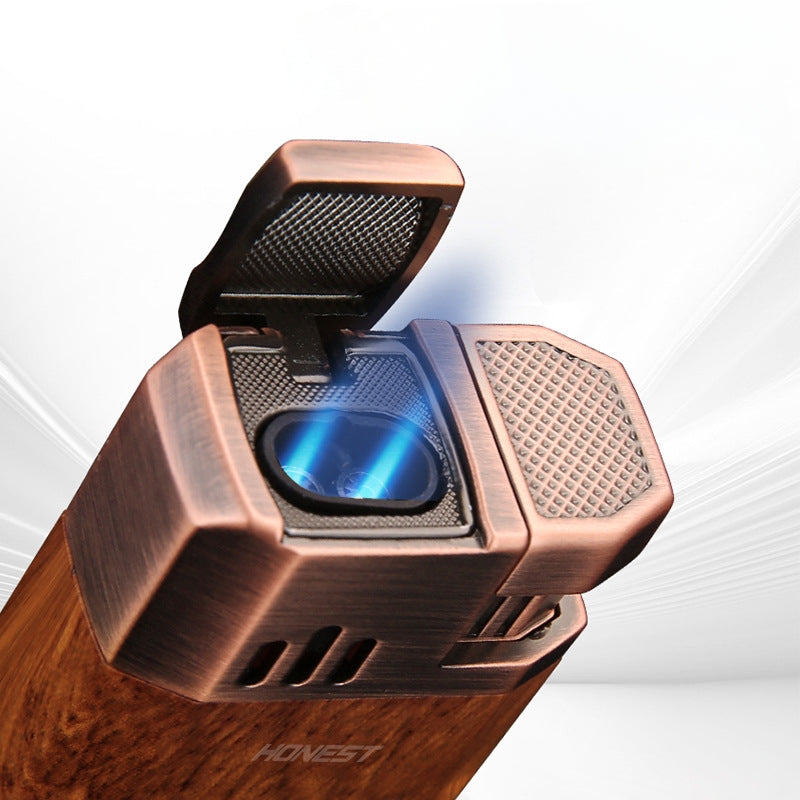 korek api bara dual las HONEST original dengan pemotong cutter untuk cerutu cigar double jet torch gas lighter ada indikator kaca transparant