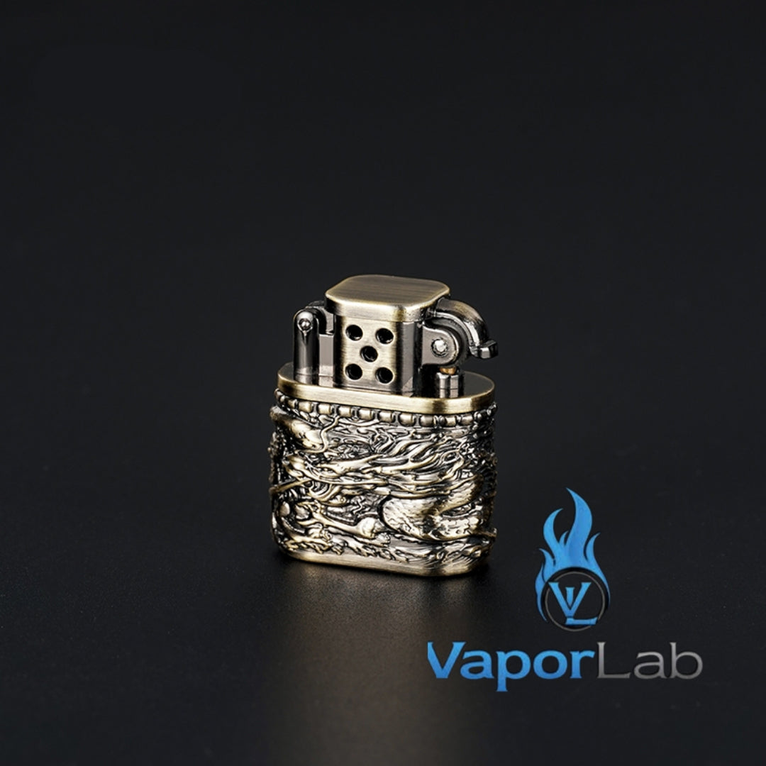 korek api minyak sumbu kapas mini vintage oil kerosene classic lighter logo naga dragon ukiran dengan giftbox