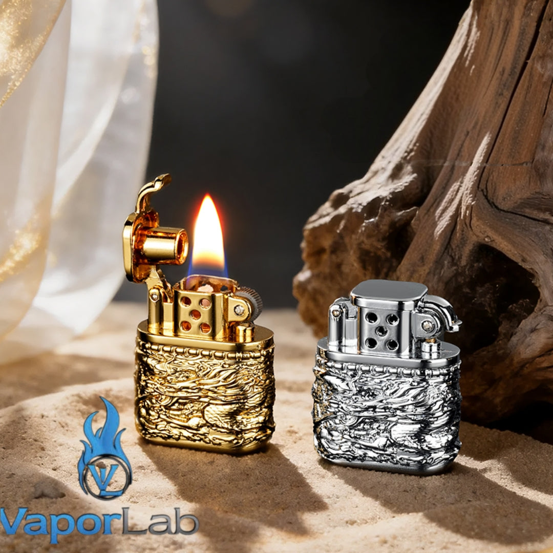 korek api minyak sumbu kapas mini vintage oil kerosene classic lighter logo naga dragon ukiran dengan giftbox