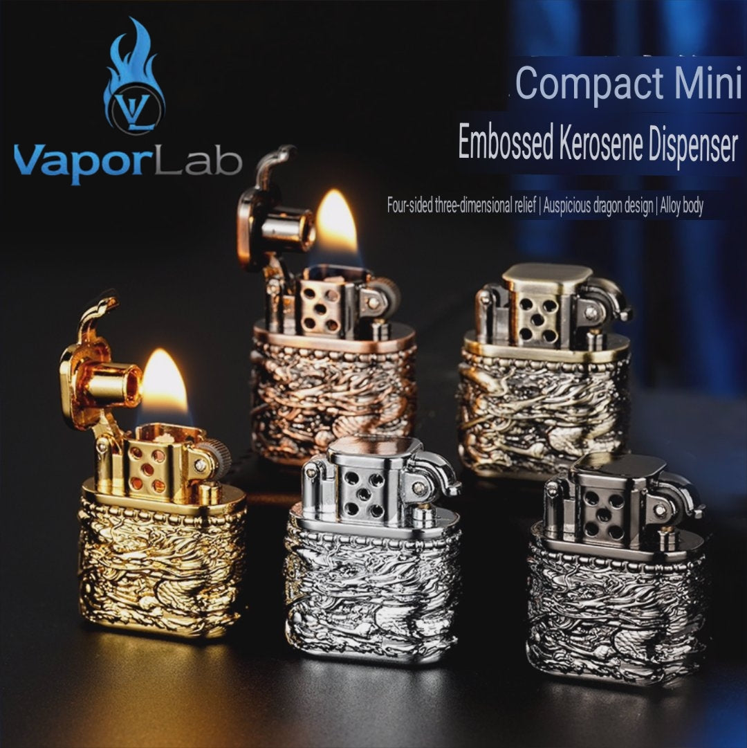 korek api minyak sumbu kapas mini vintage oil kerosene classic lighter logo naga dragon ukiran dengan giftbox