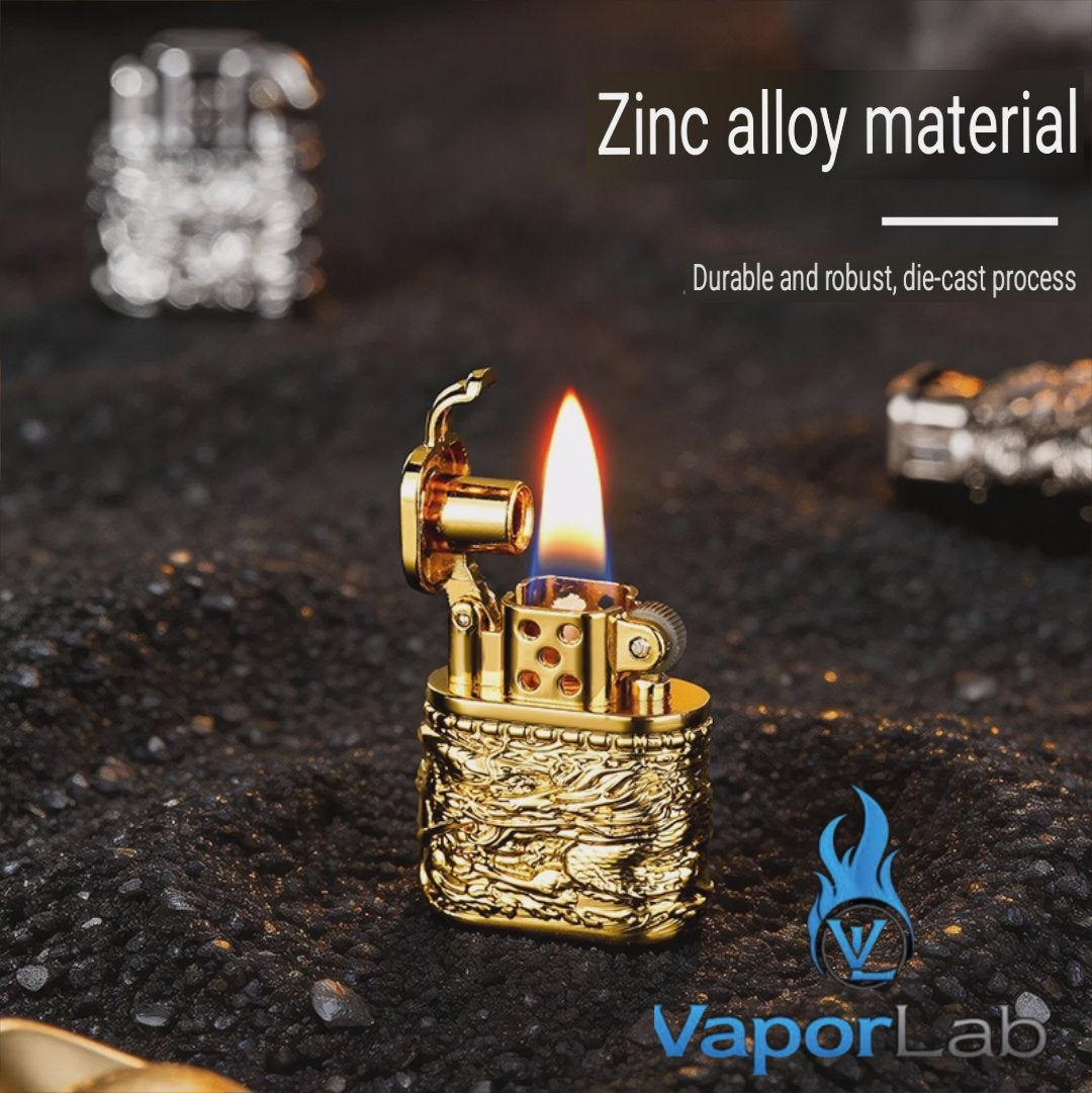 korek api minyak sumbu kapas mini vintage oil kerosene classic lighter logo naga dragon ukiran dengan giftbox
